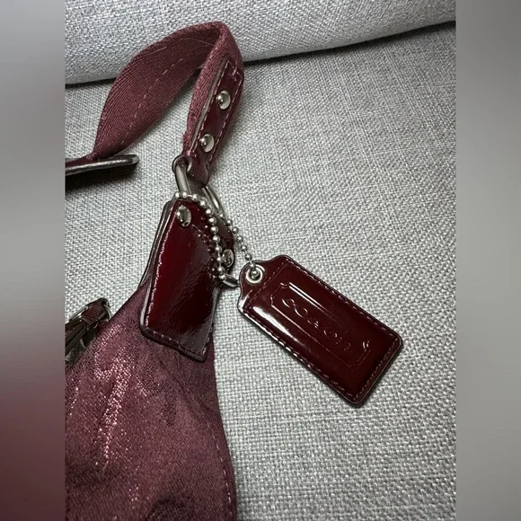 Coach Maroon Script Shoulder Bag with Heart Accent - Picture 3 of 6